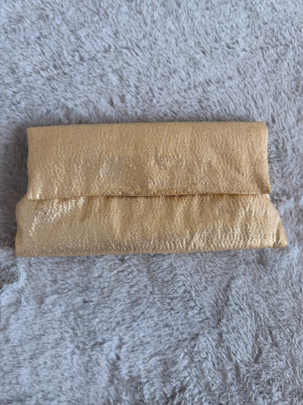 Vintage 1960s Lady Buxton Gold Lame Fold Over Clutch Bag Metallic Evening Wallet